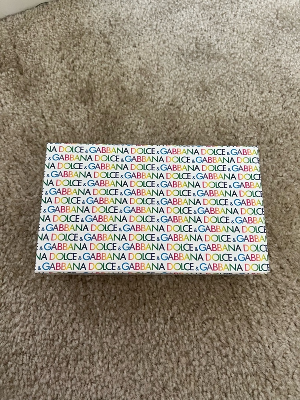 Dolce & Gabbana White Box with Multicolor Logo Print
